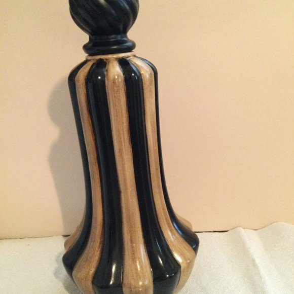 Big 15 3/4" tall ceramic jar with lid brown and black decorative jar home decor - Picture 4 of 9